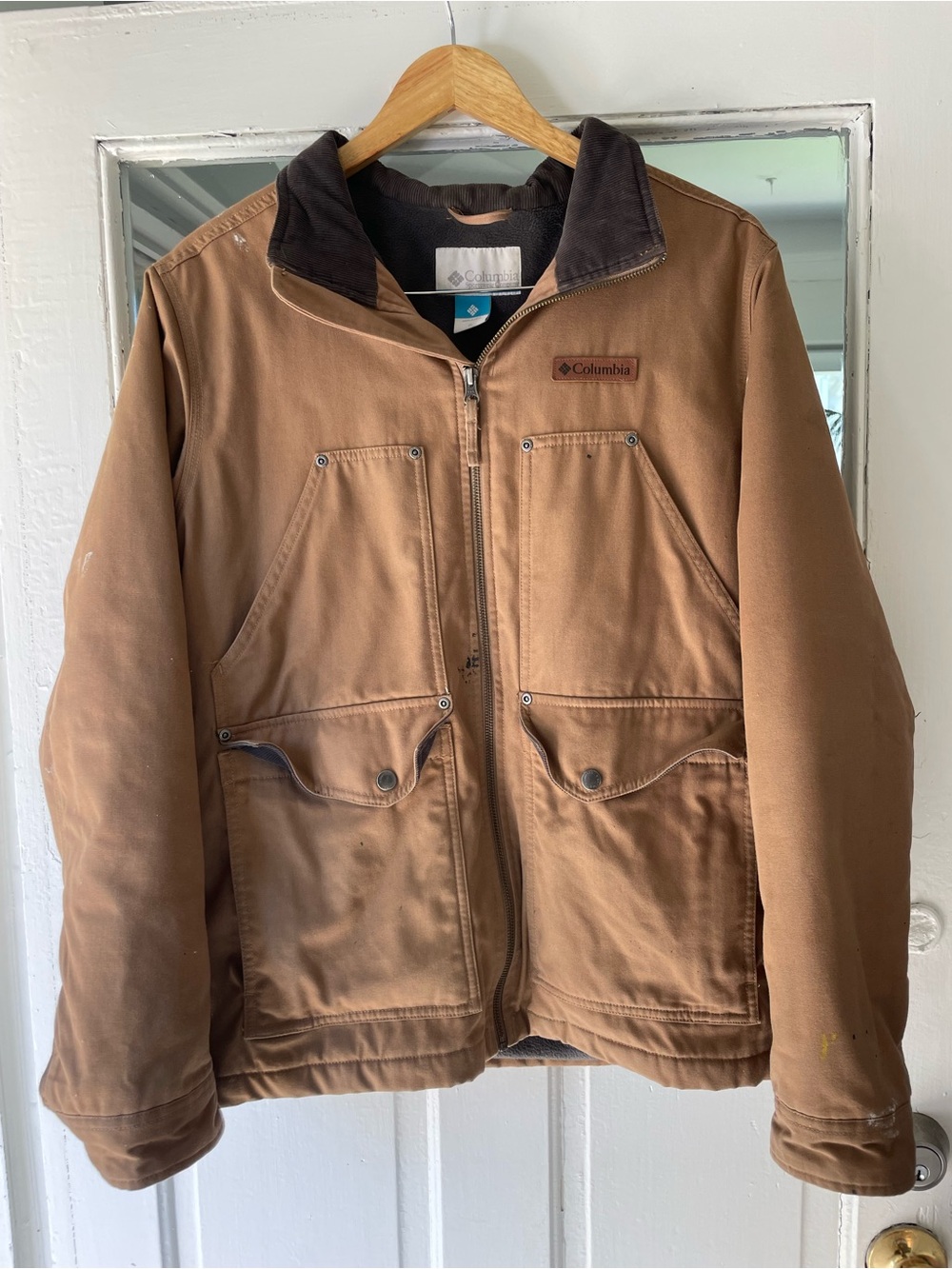 Columbia Brown Canvas Work Jacket with Dark Collar